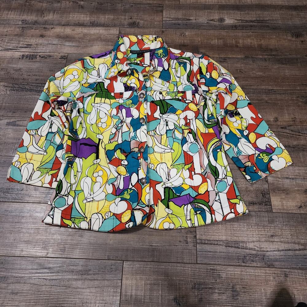 Womens Mirror Image button up jacket colorful size M 2626